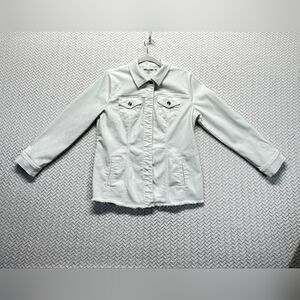 Chicos Platinum White Stylish Denim Jacket Womens Size 1 or Medium EUC